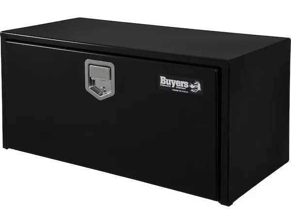 1702103 – BUYERS PROD Tool Box, Underbody 1 Recessed Drop Door Smooth Gloss Black Steel 30 Inch Length x 18 Inch Widt...